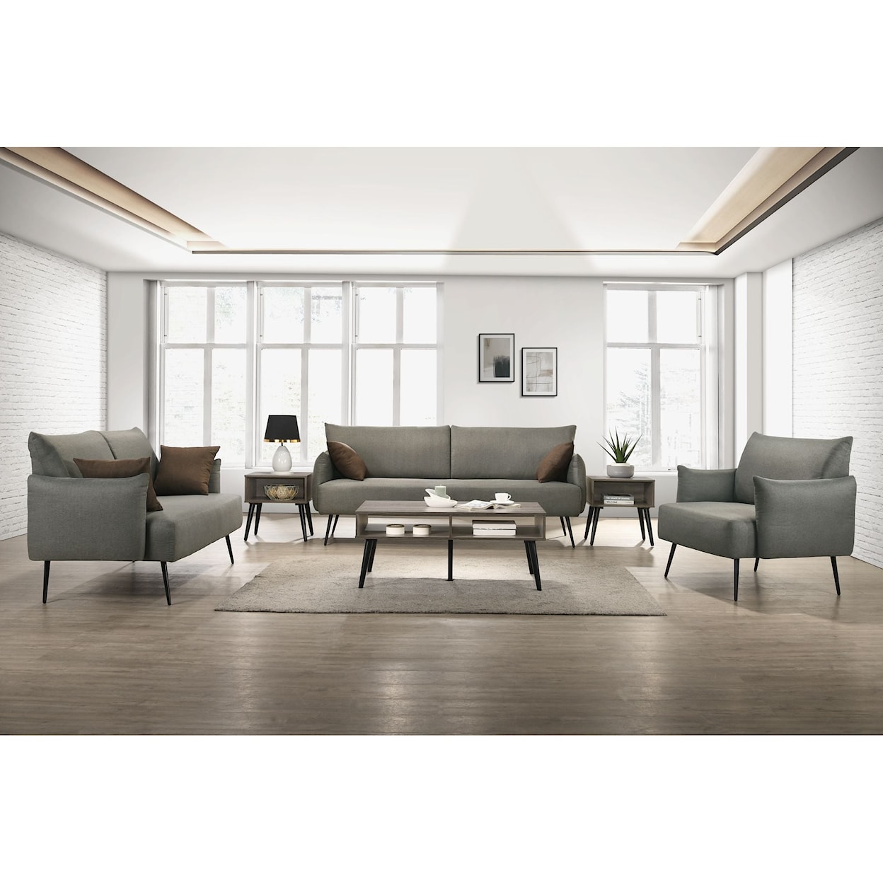 Elements International Lancia 3 Piece Living Room Set