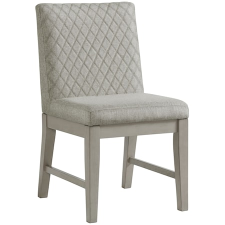 Contemporary Gray Quilted Side Chair