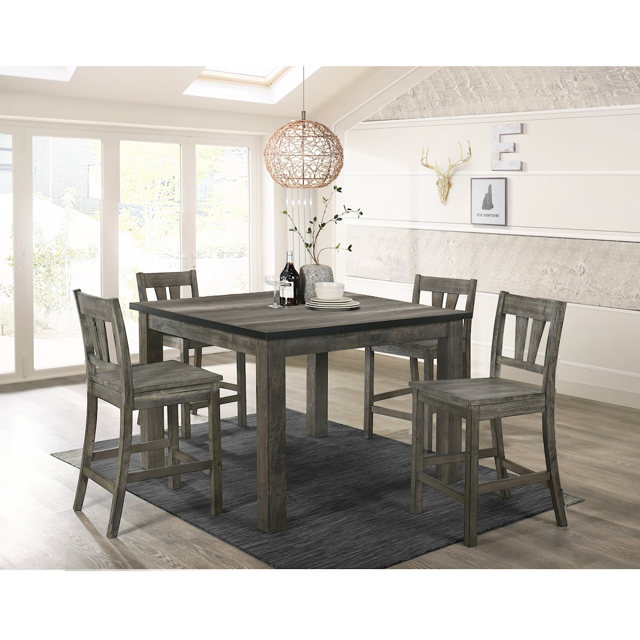 Elements International Nathan 5-Piece Dining Room Set