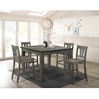 Rustic 5-Piece Counter Height Square Dining Set
