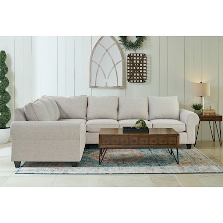 Sectional Sofa Set with Reversiable Cushions