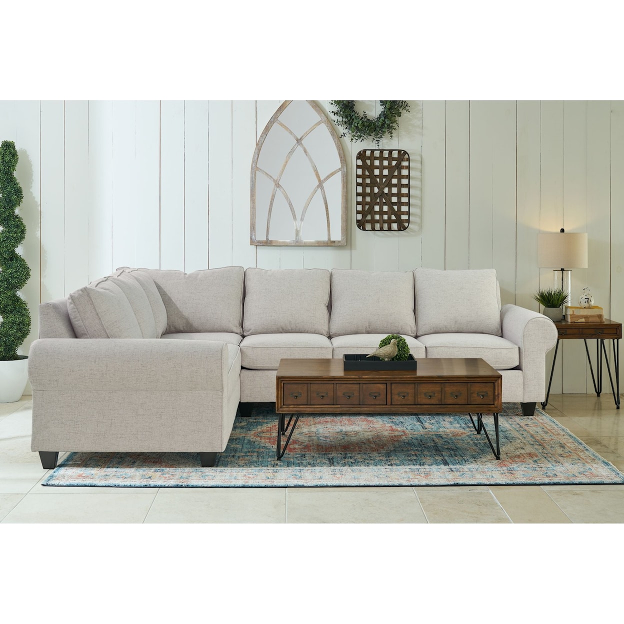 Elements International 705 Sectional Sofa Set with Reversiable Cushions