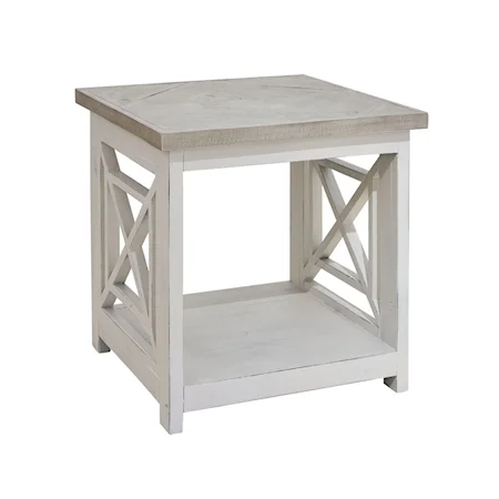 Rustic End Table with Lower Shelf Space