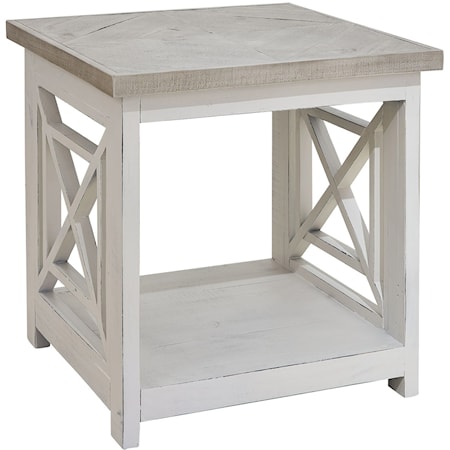 Rustic End Table with Lower Shelf Space