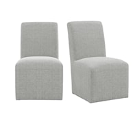 Transitional Upholstered Side Chair Set with Casters