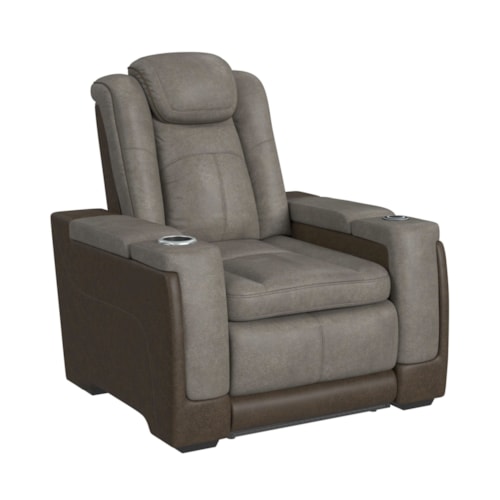 Contemporary Power Recliner with Wireless Charger