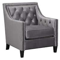 Transitional Accent Chair with Button Tufting and Nailhead Trim