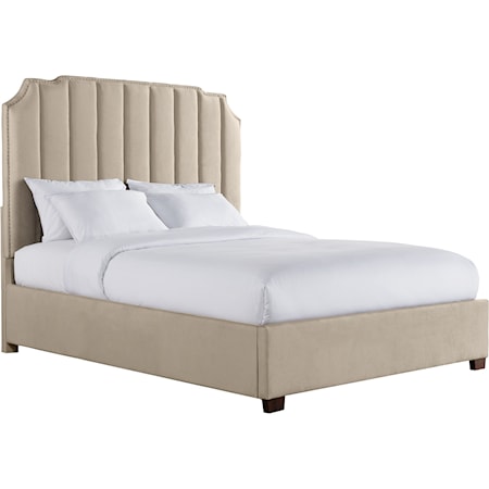 Transitional King Upholstered Bed with Channel Tufted Headboard