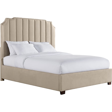 Transitional Queen Upholstered Bed with Channel Tufted Headboard