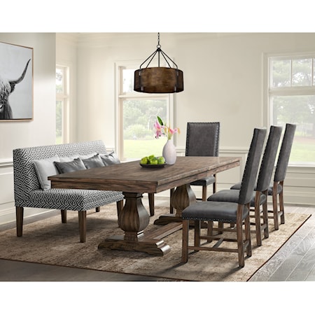 Rustic Dining Room Set with Settee