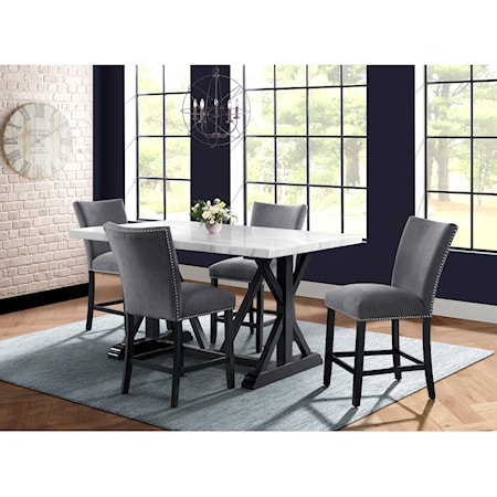 Transitional 5-Piece Counter Height Dining Set