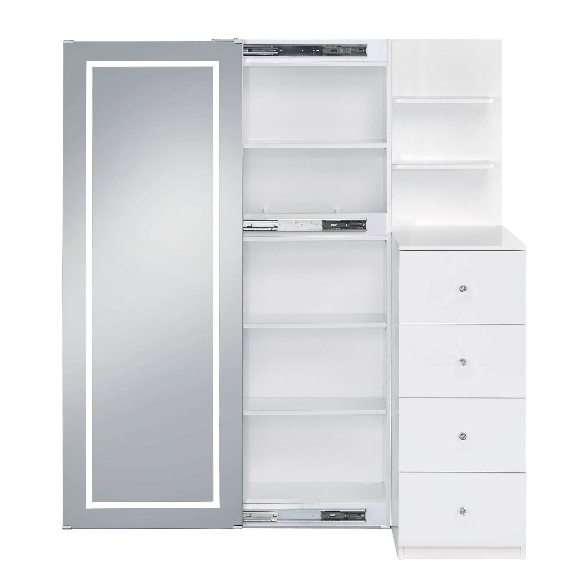 Elements International Vancouver Floor Mirror With Storage In White