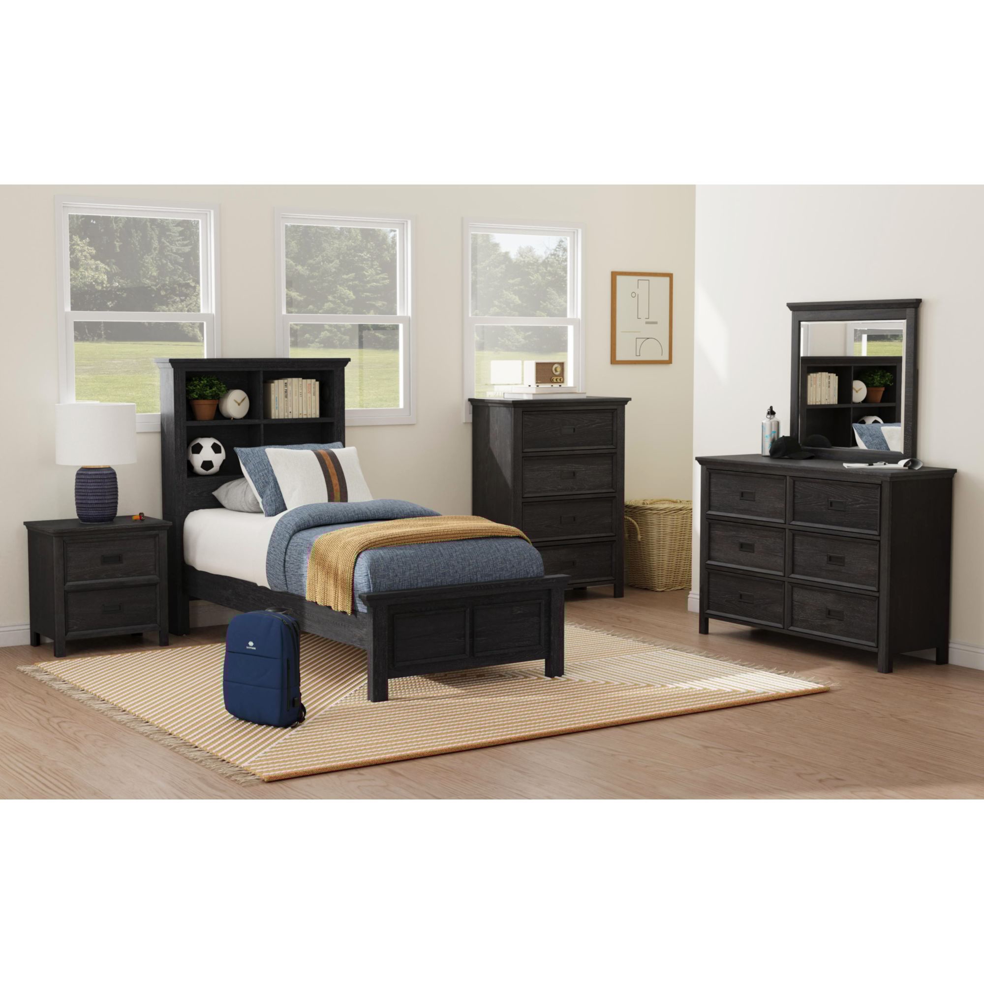 5-Piece Twin Bookcase Bedroom Set