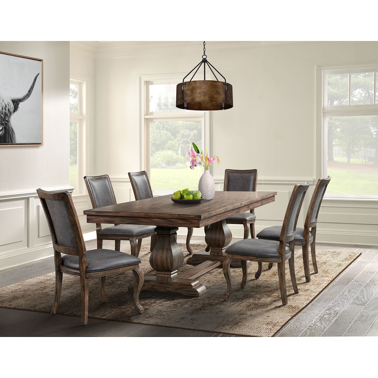 Elements International Gramercy Gramercy 7PC Dining Set-Table and Six Chairs