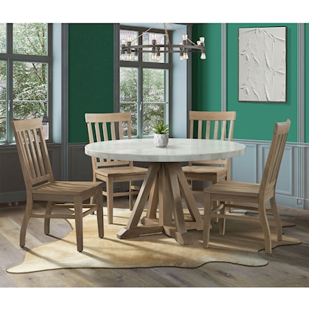 Lakeview Round 5PC Dining Set-Table & Four Chairs