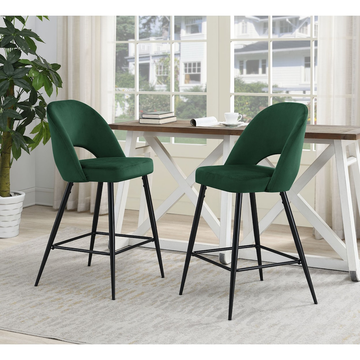 Elements Kendall Black Leg Set of 2 Bar Stools