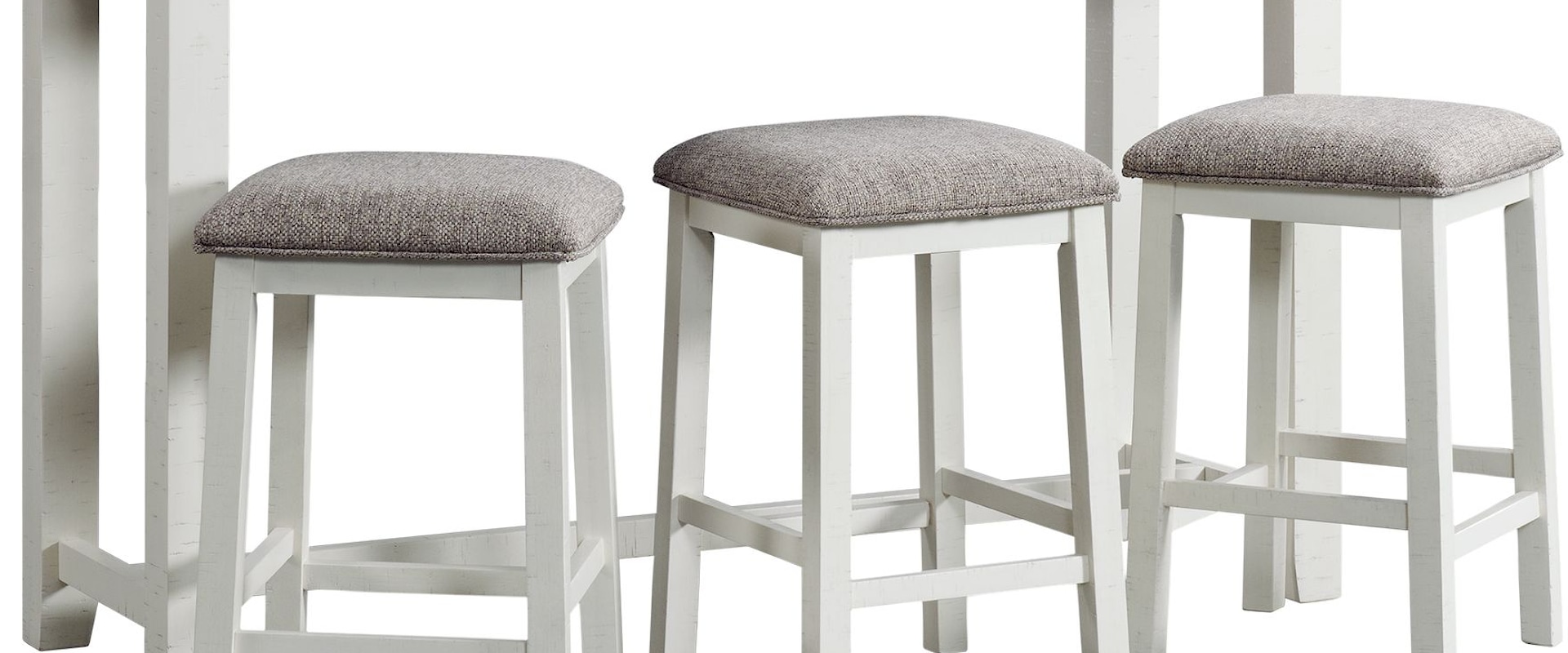 Stone Occasional Bar Table Single Pack in White (Table + Three Stools)