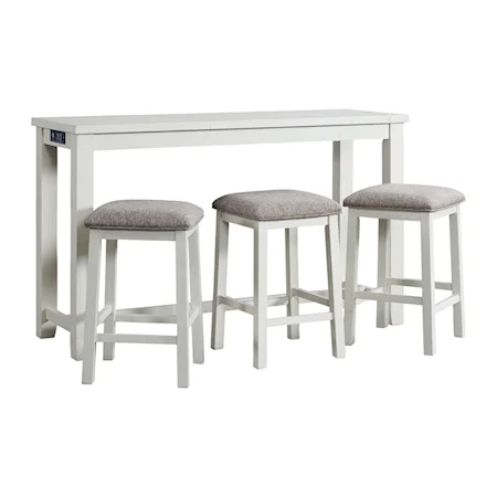 Stone Occasional Bar Table Single Pack in White (Table + Three Stools)