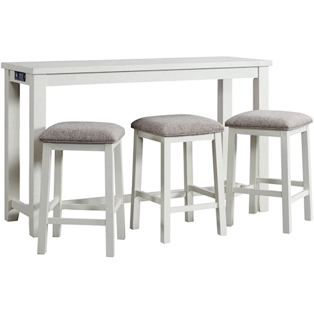 Stone Occasional Bar Table Single Pack in White (Table + Three Stools)