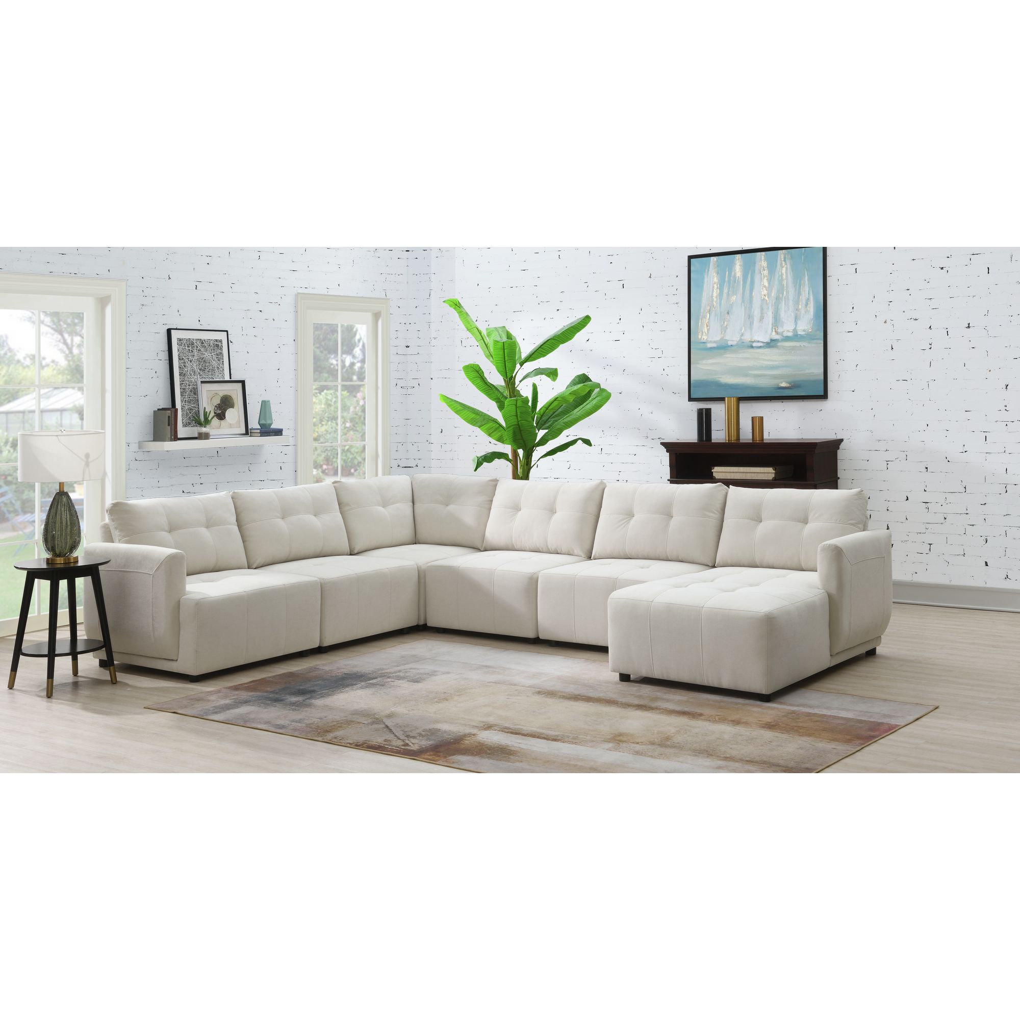Elements International Armani Modular 6-Piece Sectional Sofa