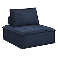Transitional Armless Accent Chair with Loose Back Pillow