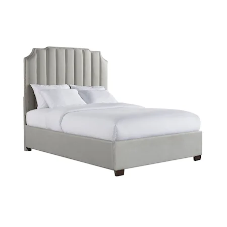 Transitional Queen Upholstered Bed with Channel Tufted Headboard