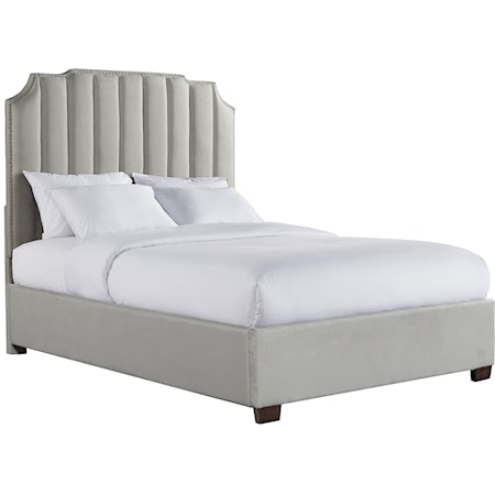 Transitional King Upholstered Bed with Channel Tufted Headboard