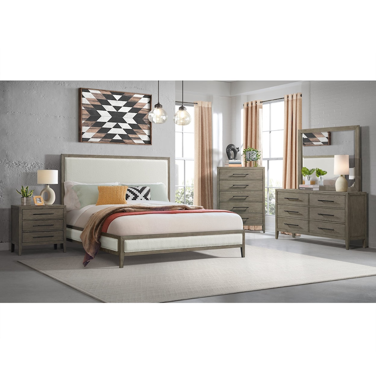 Elements International Versailles Contemporary King Panel Bed with Low Footboard