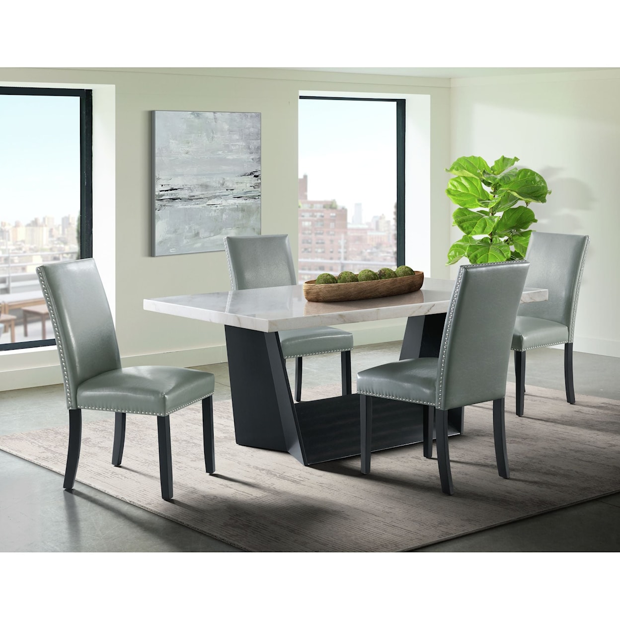 Elements International Beckley Dining Table with Marble Top