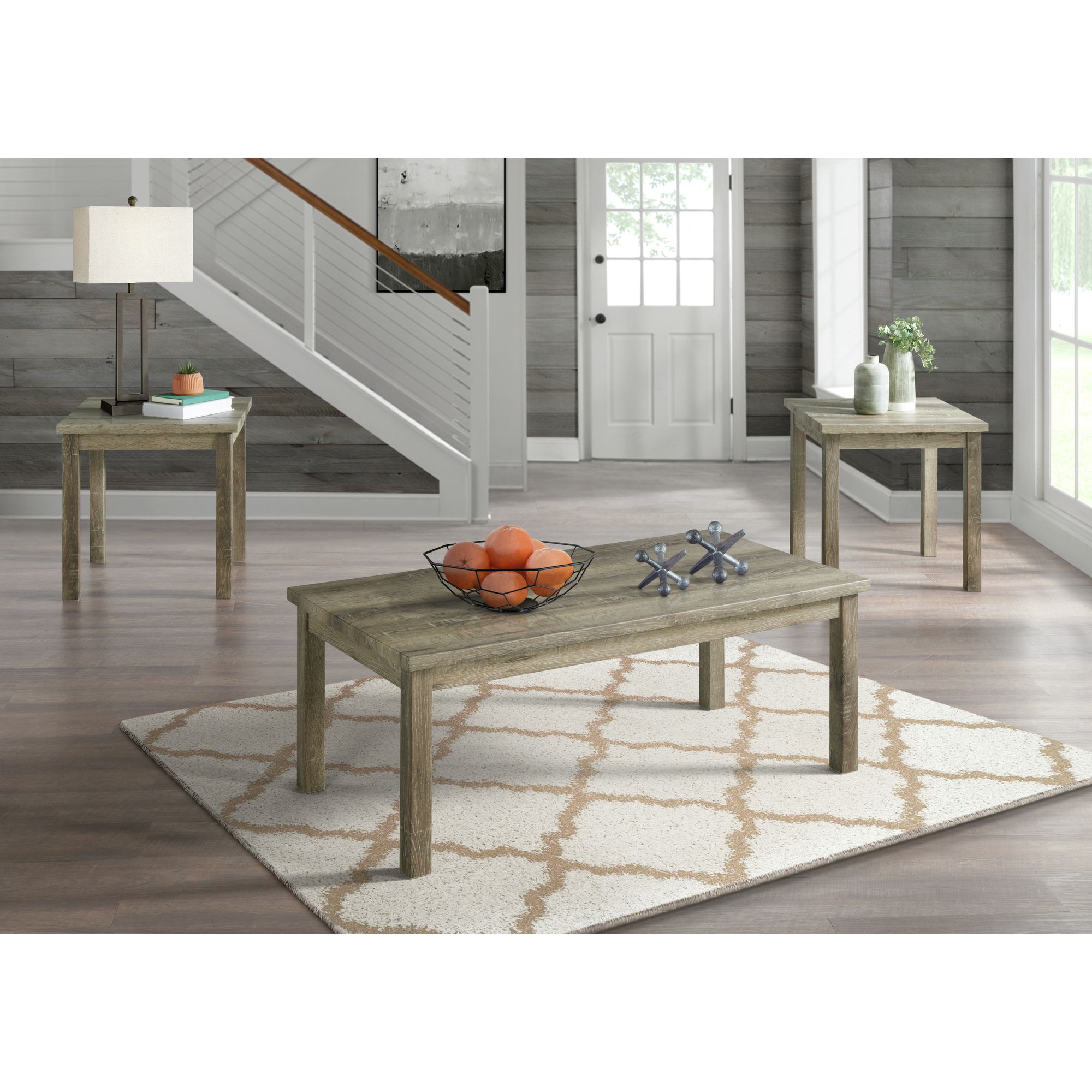 Elements International Oak Lawn Occasional Table Set