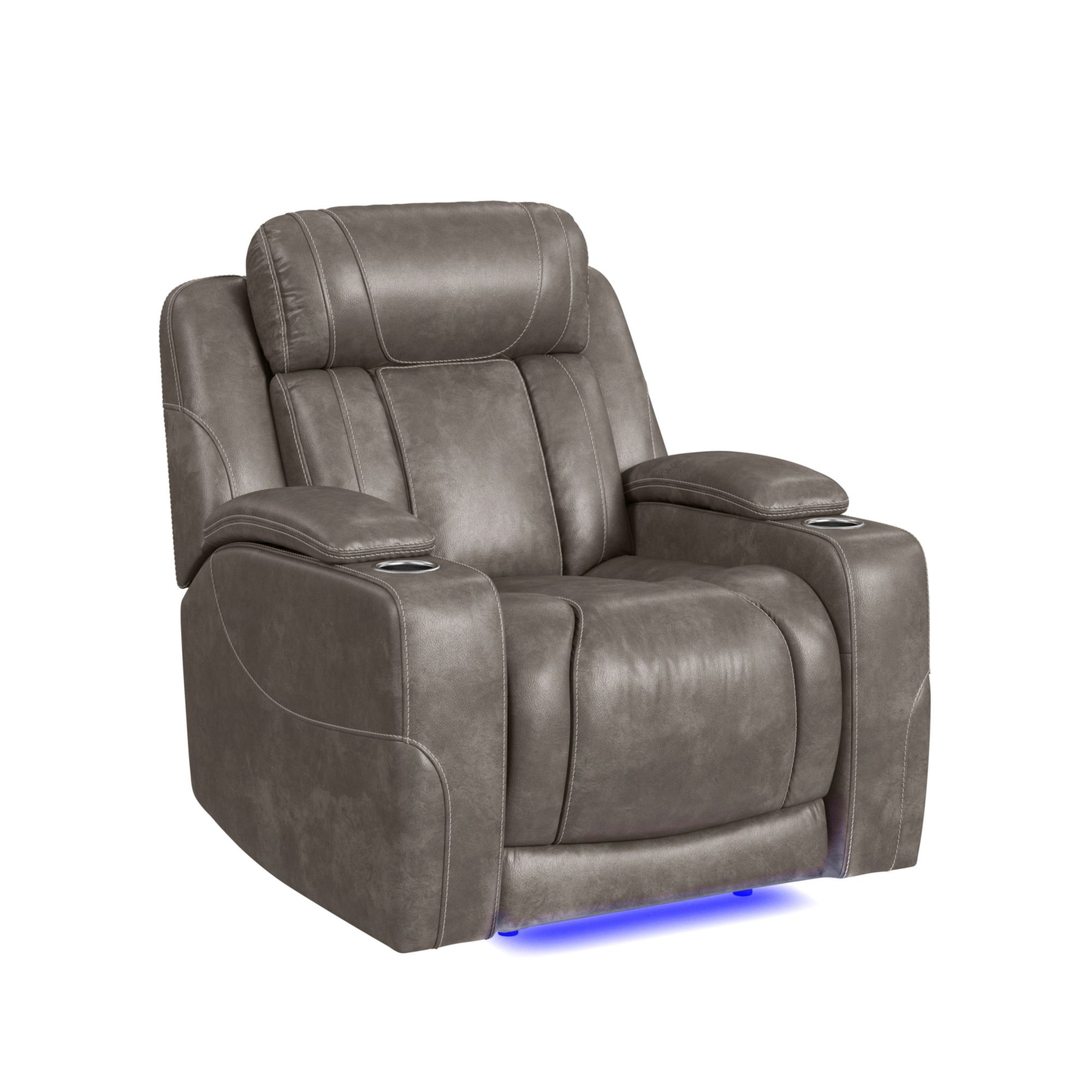P3 Recliner With Led In Leather Gel Grey