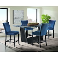 Contemporary 5-Piece Counter Height Dining Set with Marble Top