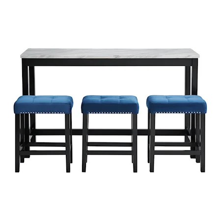 Transitional 4-Piece Bar Table Set with USB Outlets