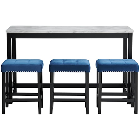 MARIANNA PUB TABLE W/3 BLUE STOOLS |
