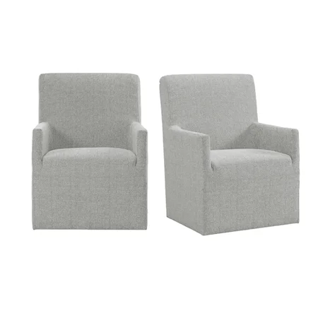 Transitional Upholstered Arm Chair Set with Casters