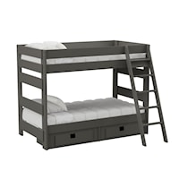 Cali Kids Complete Twin Over Twin Bunk With Ladder and Trundle in Grey