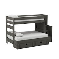 Cali Kids Complete Twin Over Full Bunk With Staircase and Trundle in Grey