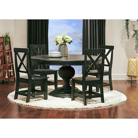 Rustic 5-Piece Round Table Dining Set