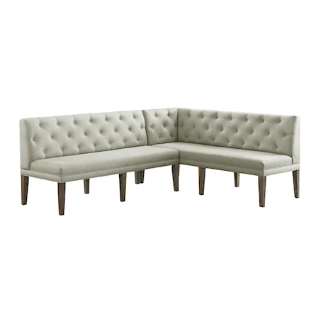 Transitional Sectional Sofa Dining Bench with Button Tufted High Back