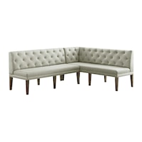 Transitional Sectional Sofa Dining Bench with Button Tufted High Back