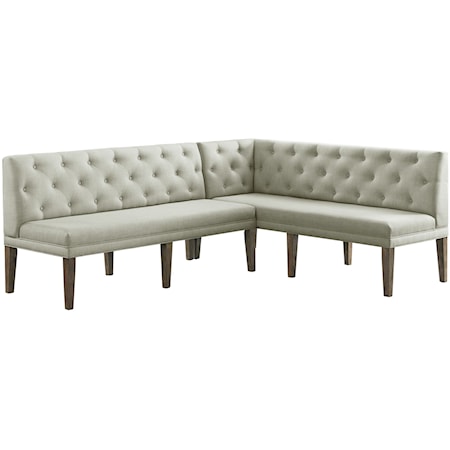 Transitional Sectional Sofa Dining Bench with Button Tufted High Back