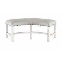 Modern Farmhouse Round Upholstered Dining Bench with Nailhead Trim