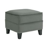 Transitional Ottoman with Nailhead Trim