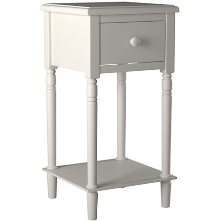 Transitional Single Drawer Nightstand with Lower Shelf and USB Port