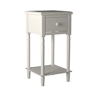 Transitional Single Drawer Nightstand with Lower Shelf and USB Port