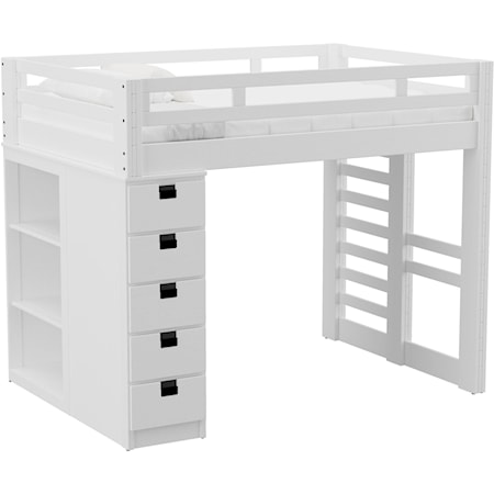 Cali Kids Complete Basic Loft Twin Bookcase Bed in White