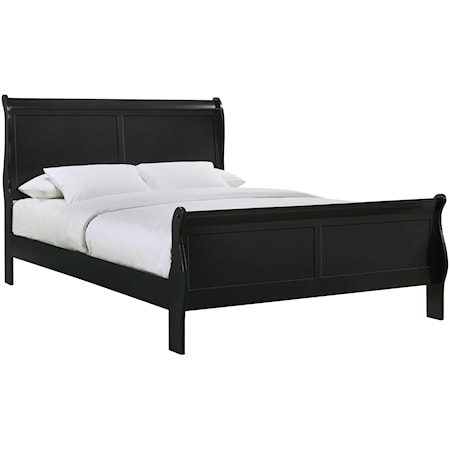 Louis Phillippe Full Panel Bed in Black