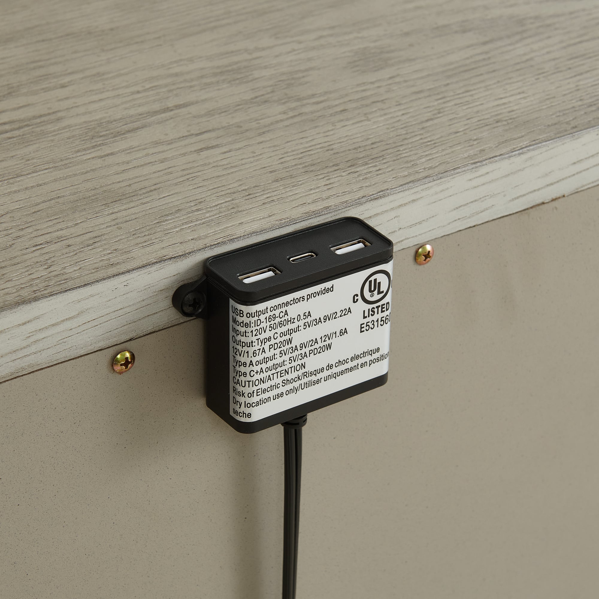 Elements International Whit-Ash 2-Drawer Nightstand