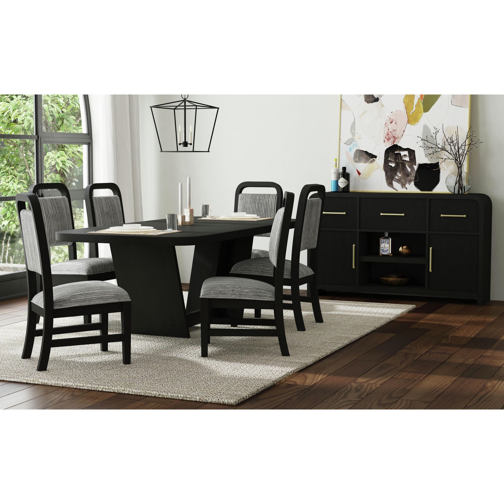 7Pc Standard Height Dining Set In Black