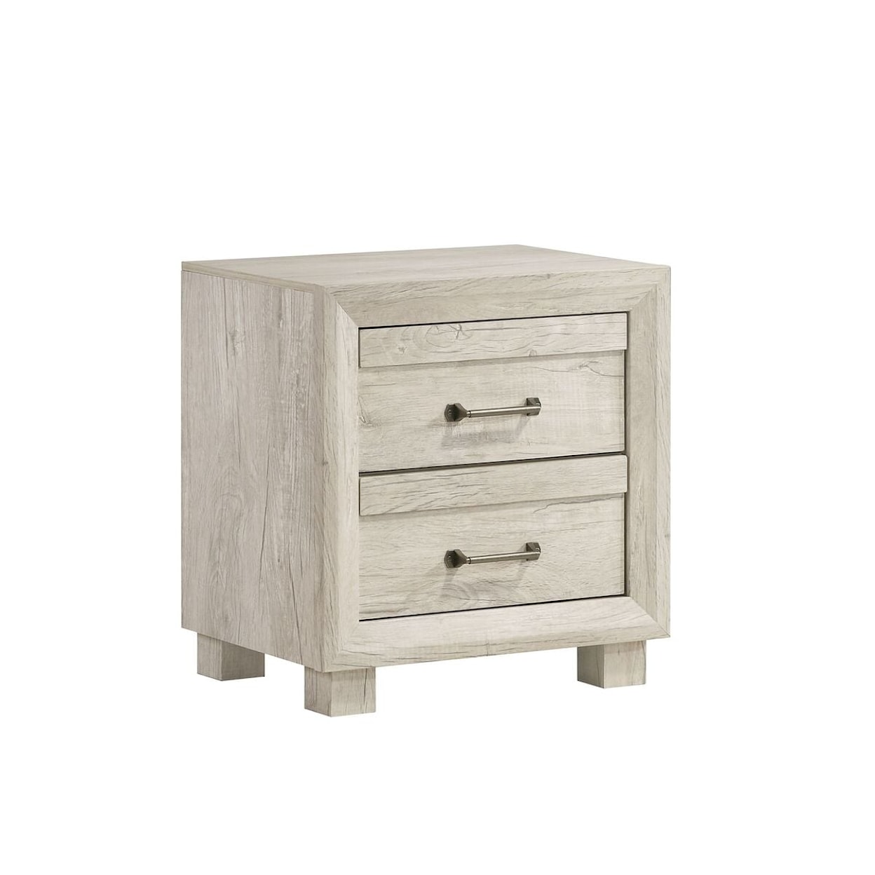 Elements International Fort Worth White 2-Drawer Nightstand with USB